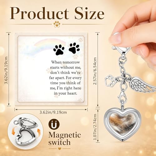 Dog Memorial Gift for Loss of Dog – Pet Hair Keepsake with Angel Wing Charm