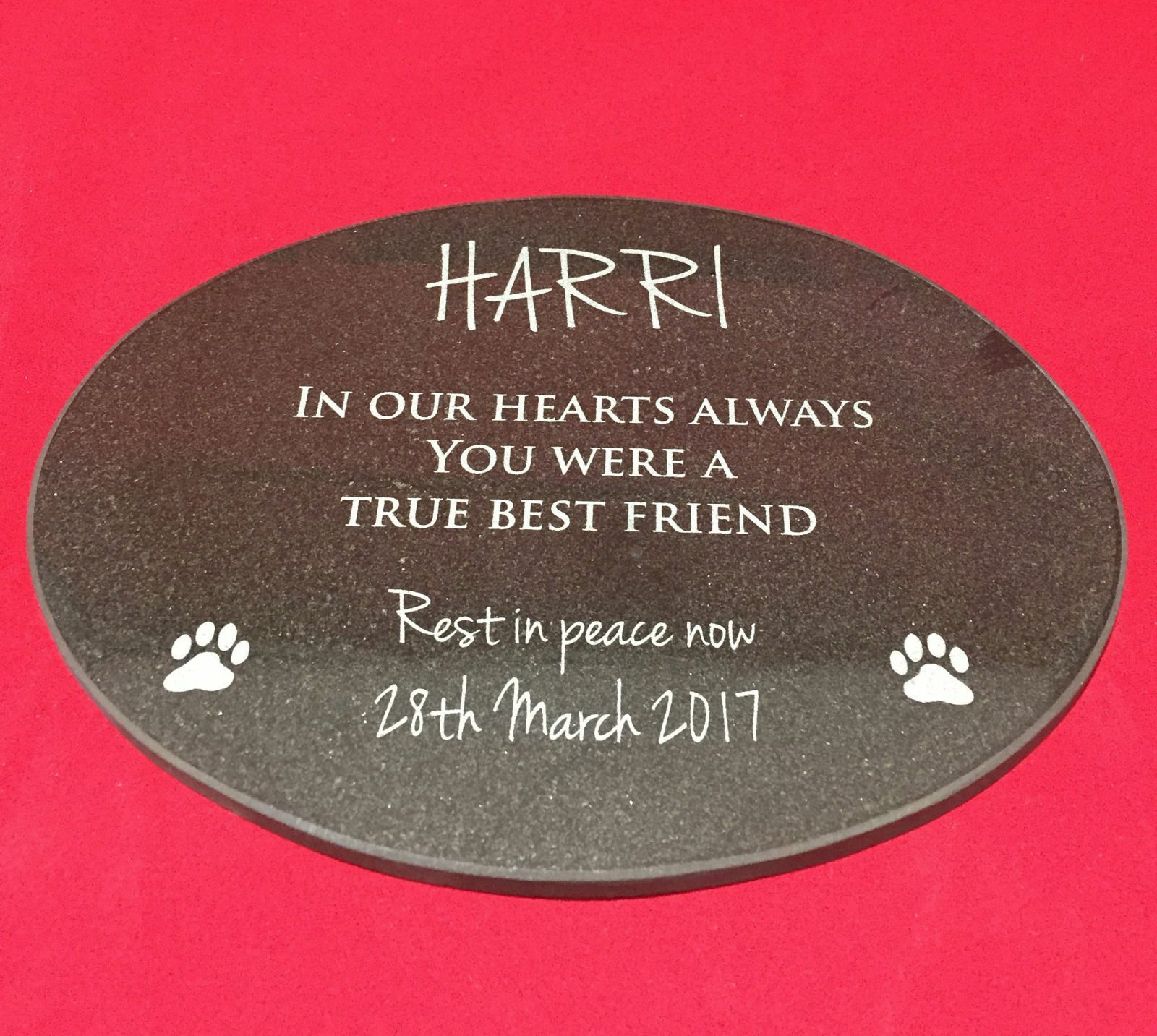 Pet Memorial Granite Plaque Oval personalised engraved
