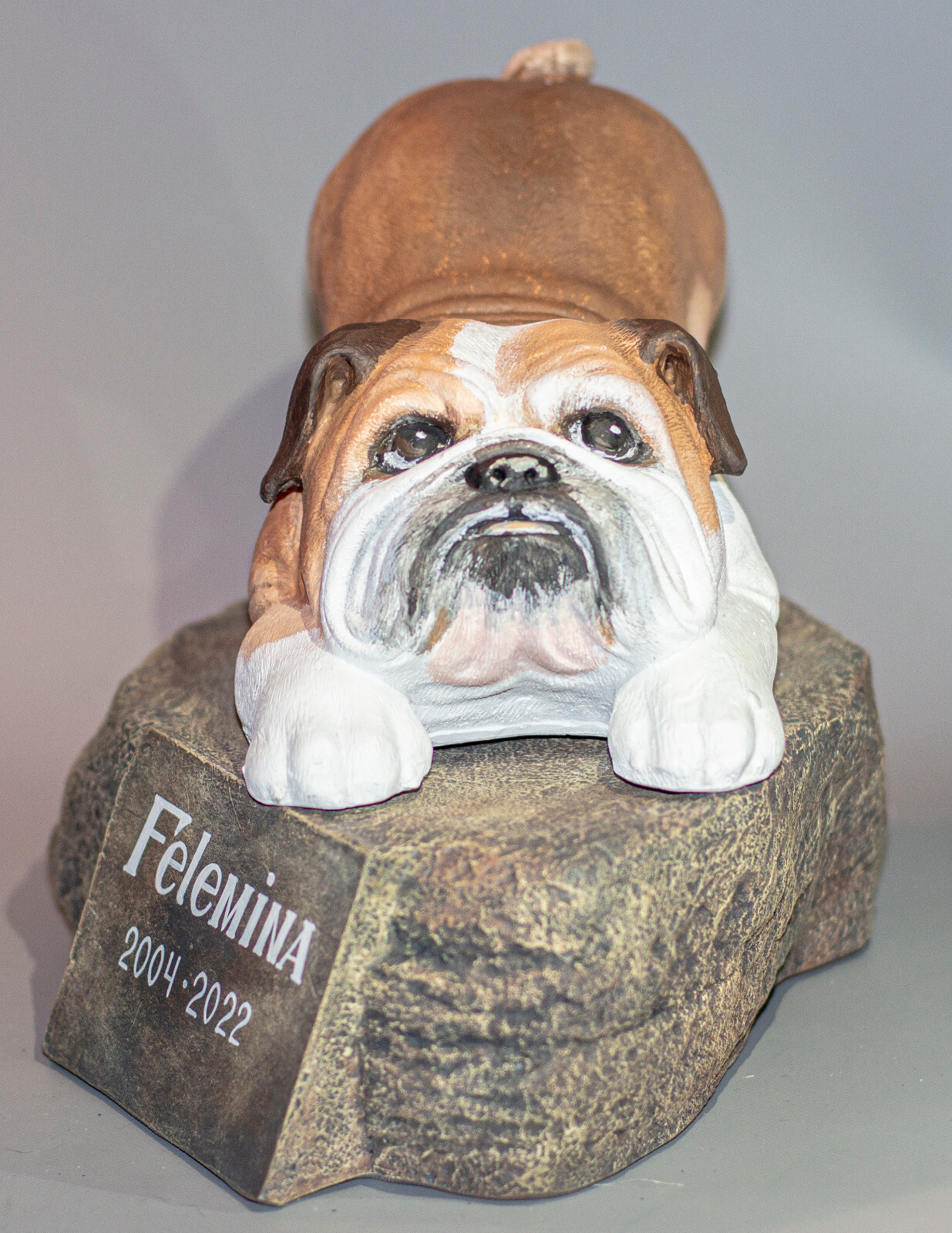 English Bulldog Memorial Headstone Urn Pet Ashes Statue Cemetery Marker Plaque