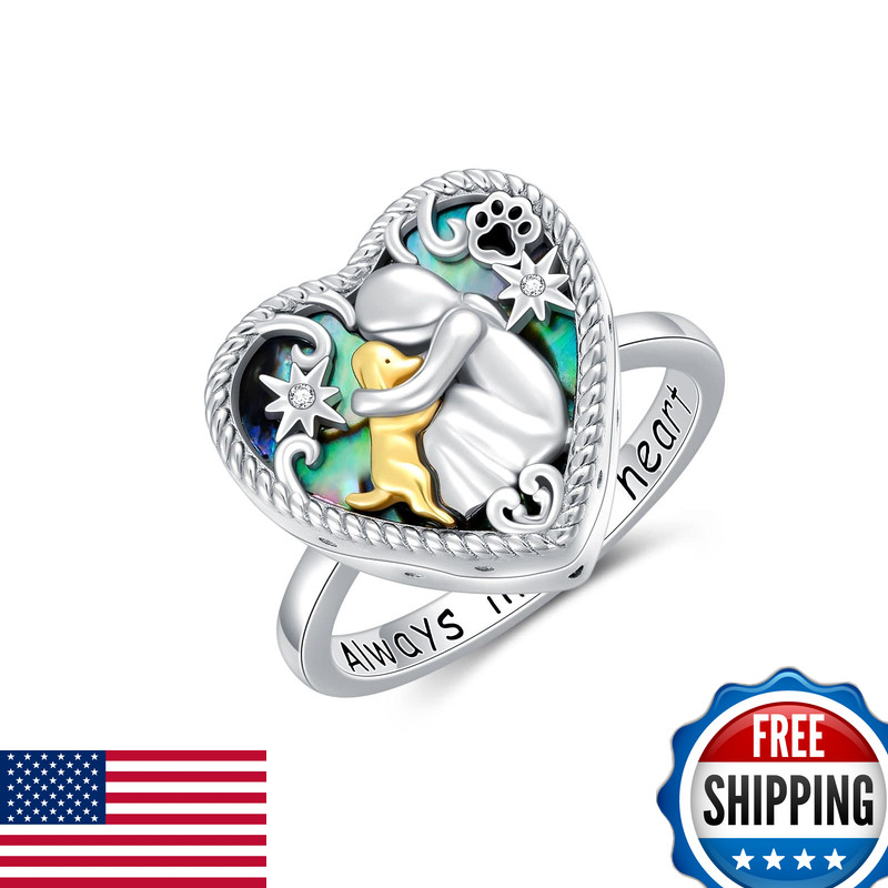 Aoboco Sterling Silver Dog Urn Ring For Ashes Dog Memorial Keepsake Cremation