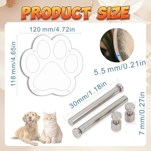 Paw Print Acrylic Pet Fur Keepsake – Pet Memorial Ornament for Dog & Cat