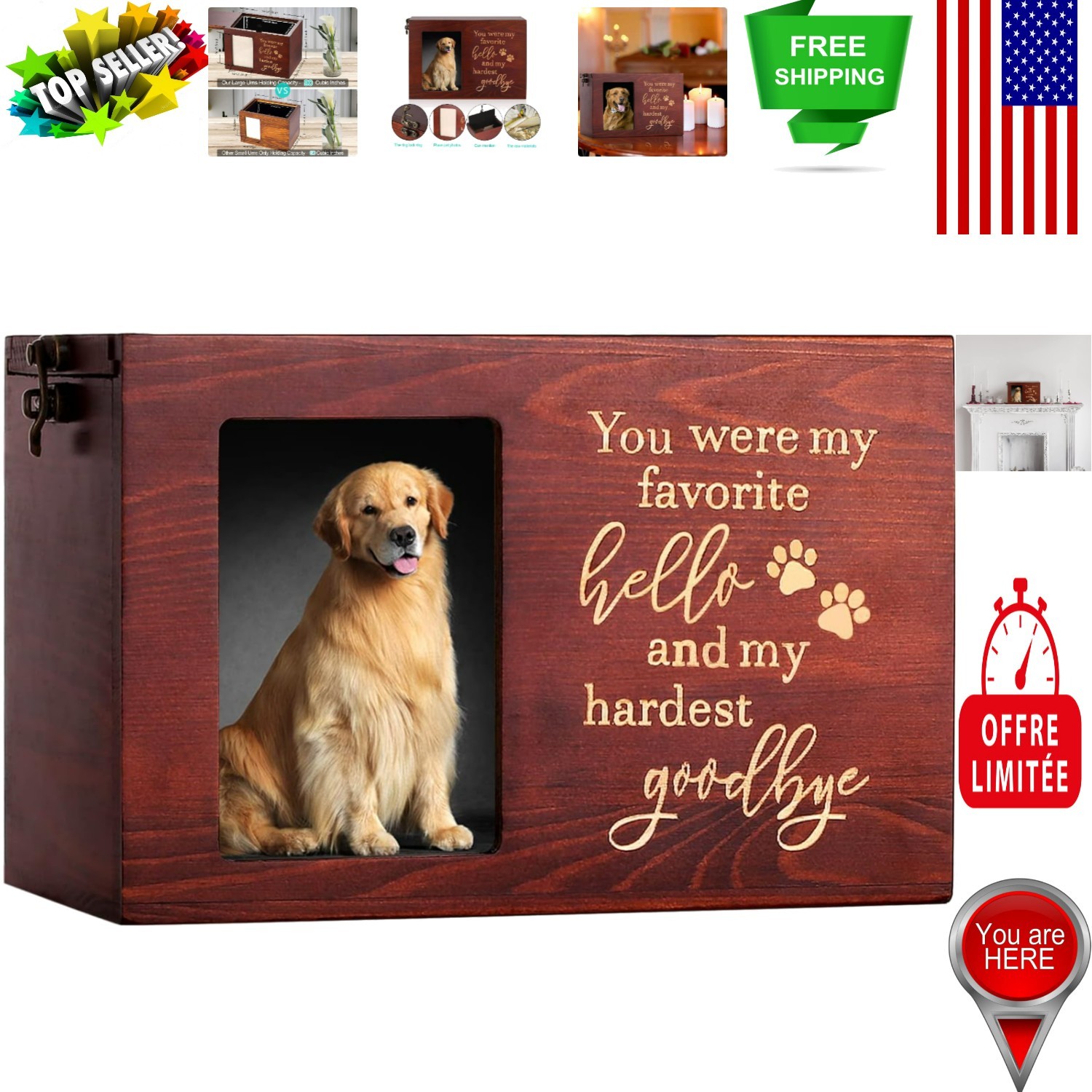 Handcrafted Pinewood Pet Cremation Urn – Elegant Keepsake Box for Final Resting