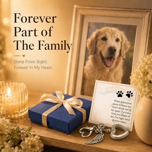 Dog Memorial Gift for Loss of Dog – Pet Hair Keepsake with Angel Wing Charm