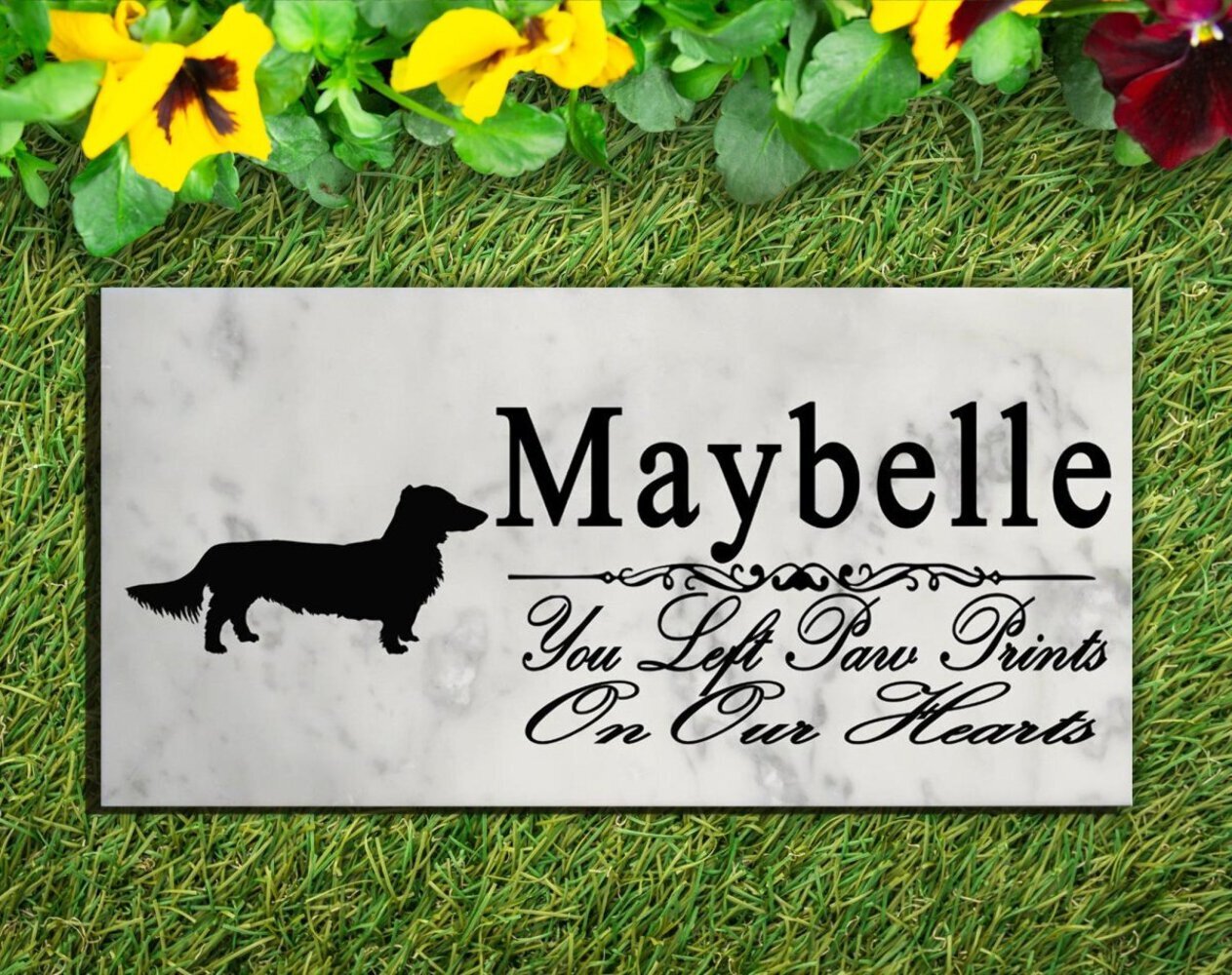 Long Haired Dachshund Memorial Stone Personalized Dog Garden Rock Grave Marker O