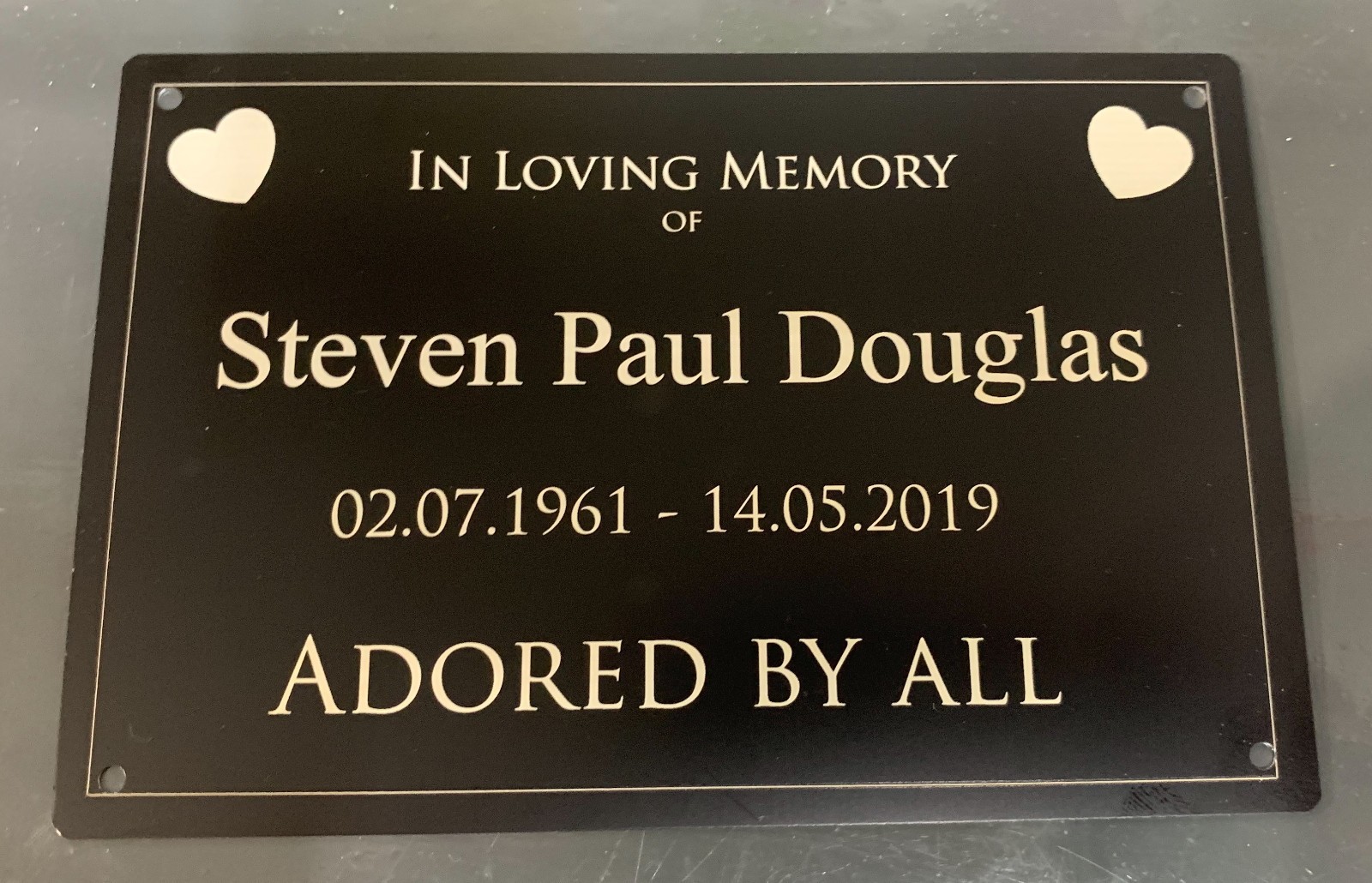 Memorial Plaque 508mm x 305mm (Durablack)