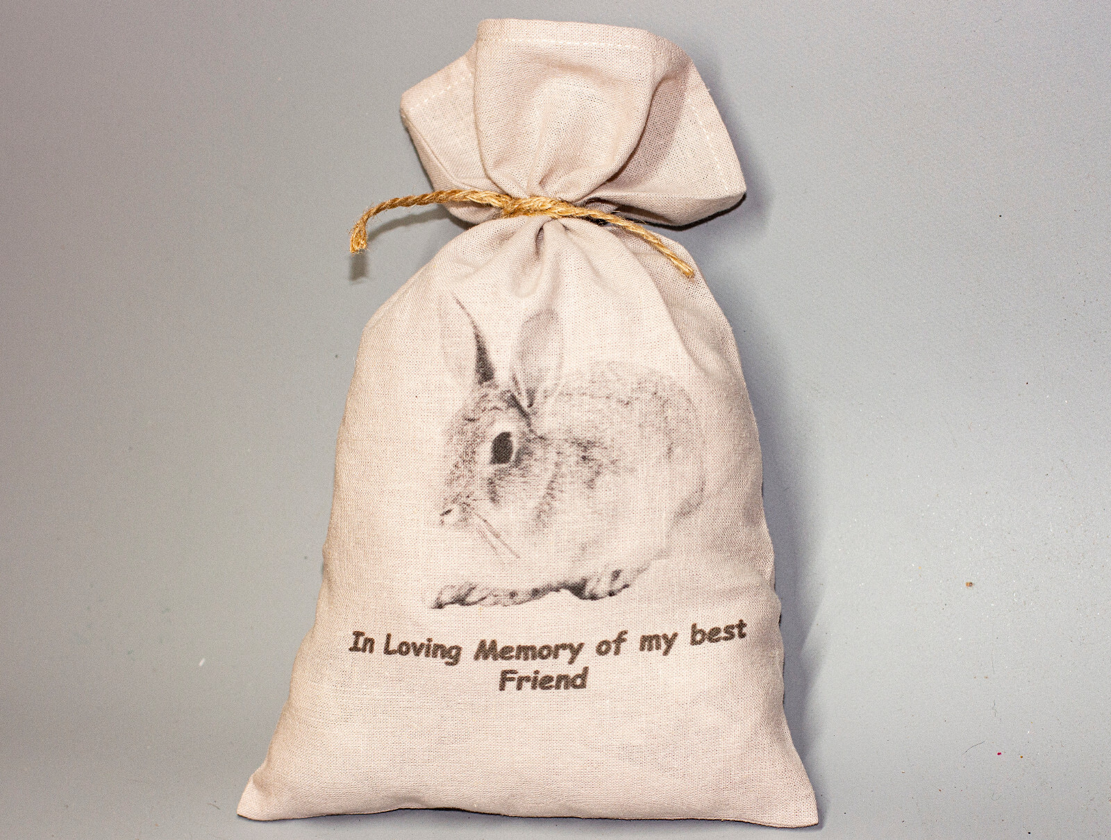 Tote Bag Bunny Rabbit Memorial Keepsake Ashes Holder Natural Fabric Pouch Easter