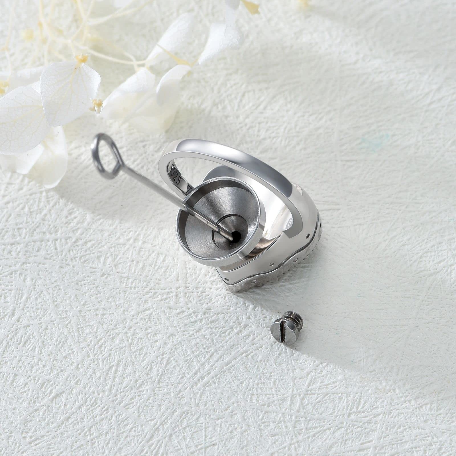 Aoboco Sterling Silver Dog Urn Ring For Ashes Dog Memorial Keepsake Cremation