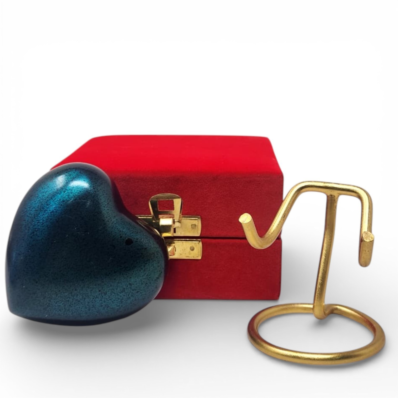 Personalized Mini Heart Cremation Urn for Ashes with Stand Velvet Box
