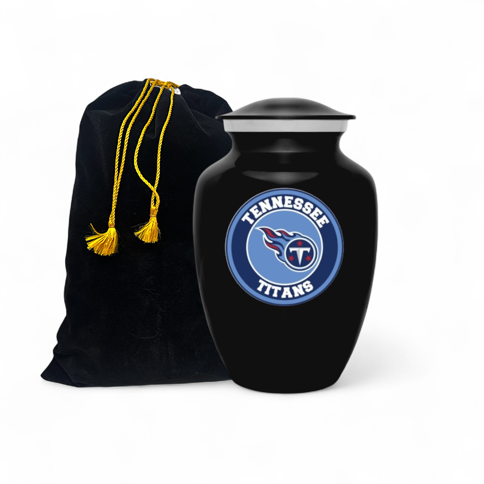 Black Tennessee Titans Football Style Cremation Urn Adult Ashes Metal 8 In Urns