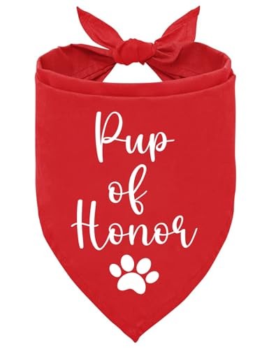 Pup of Honor Dog Bandana, Dog Wedding Bandana Pet Scarf Red Pup of Honor