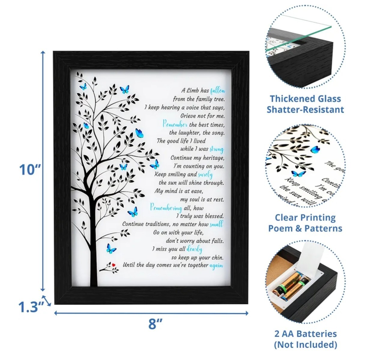 Memorial Gifts LED Shadow Box – Sympathy Gift Loss of Mother Mom Father Dad M2