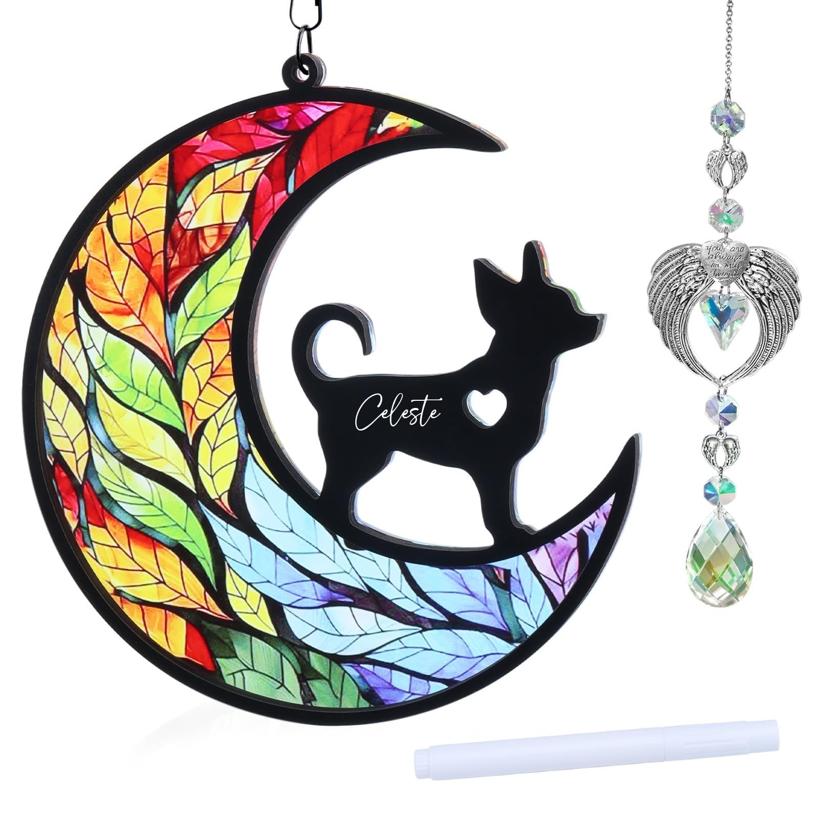 Dog Memorial Gifts – Dog Memorial Suncatcher Set with Acrylic & Crystal Sunca…