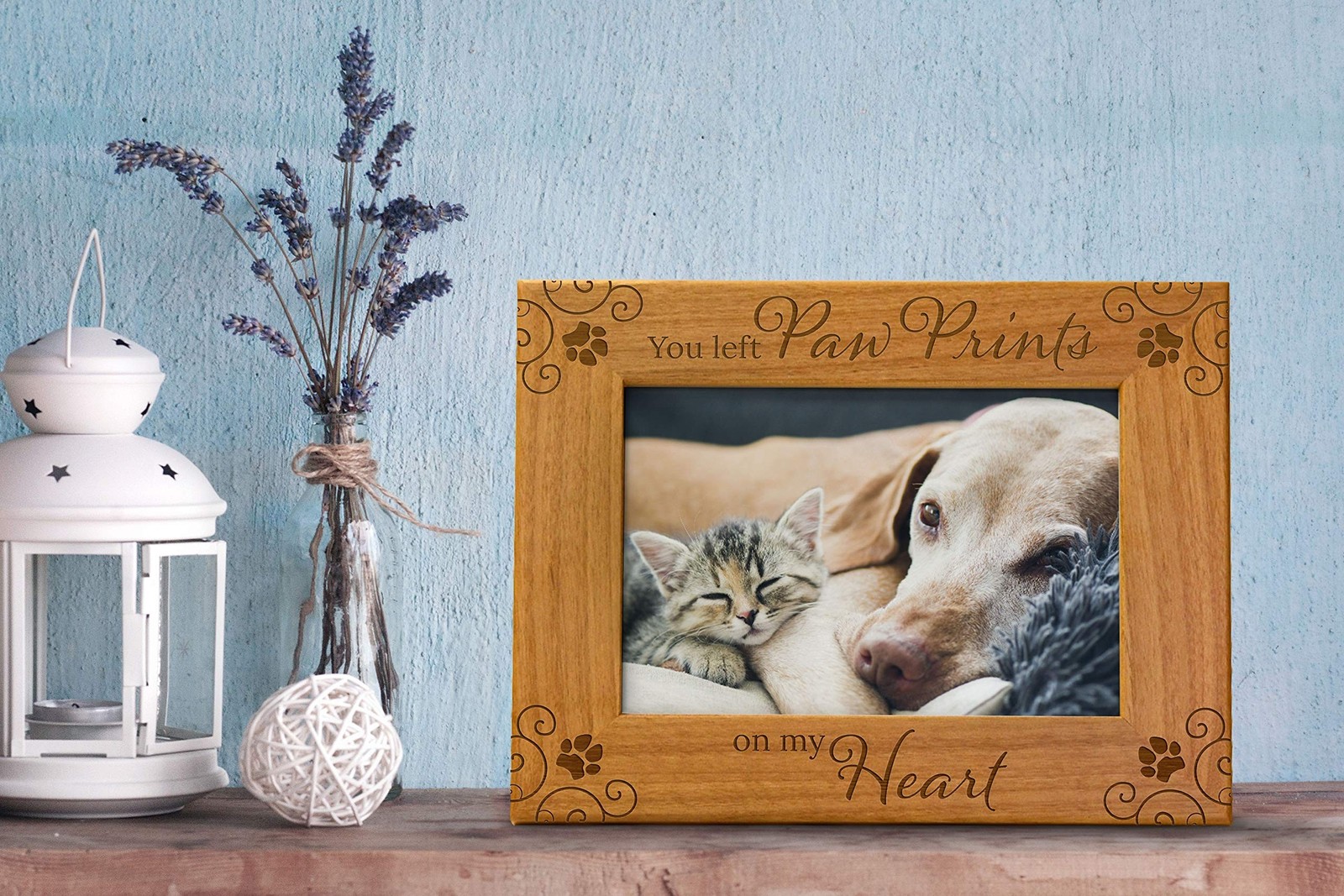 You Left Paw Prints On My Heart – Pet Memorial Picture Frame Gift, Engraved N…