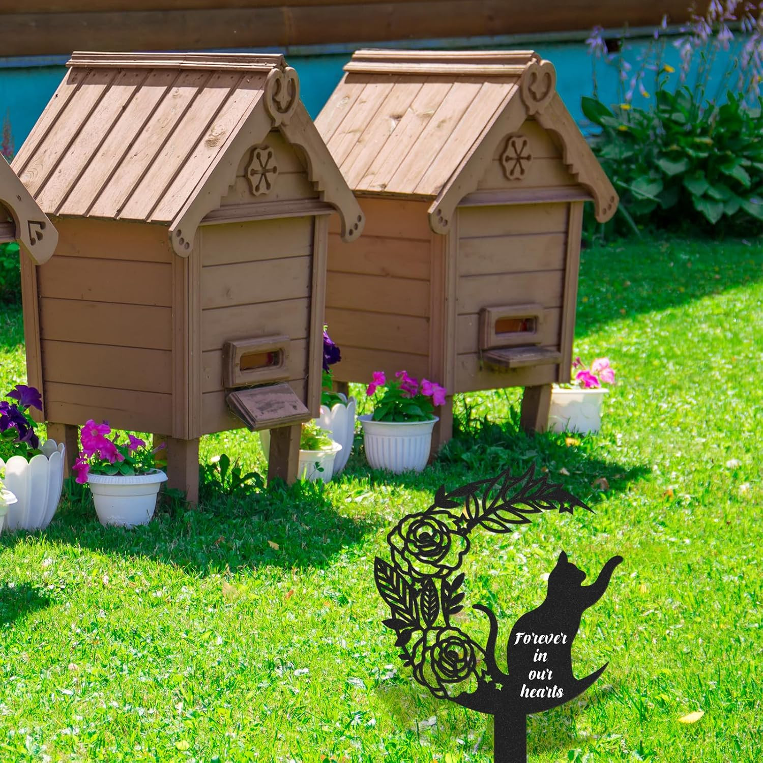 Pet Grave Markers Cat, Metal Memorial Plaques for Outdoors Garden Yard, Pet Grav