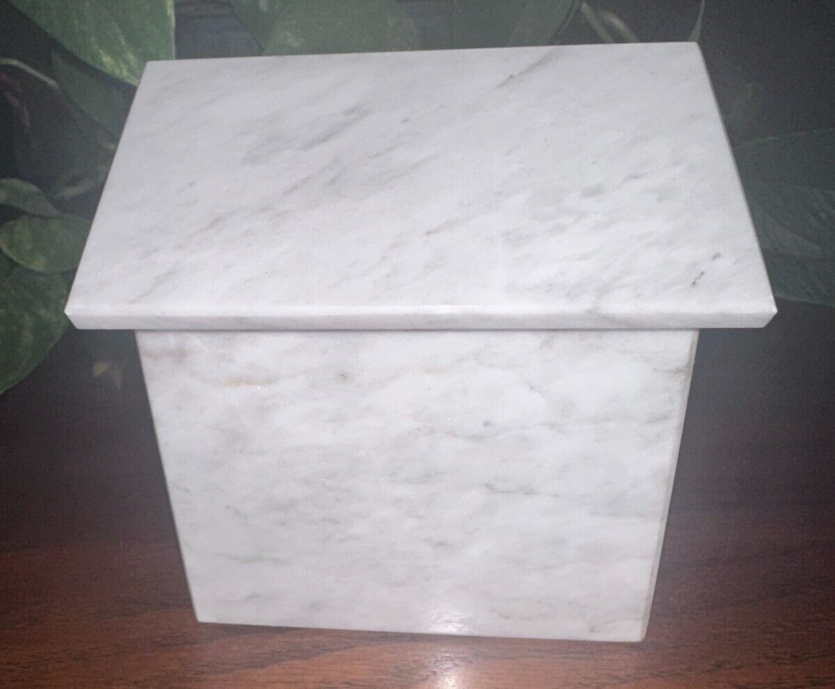 Natural white marble pet urn memorial for dog cat cremains handmade doghouse