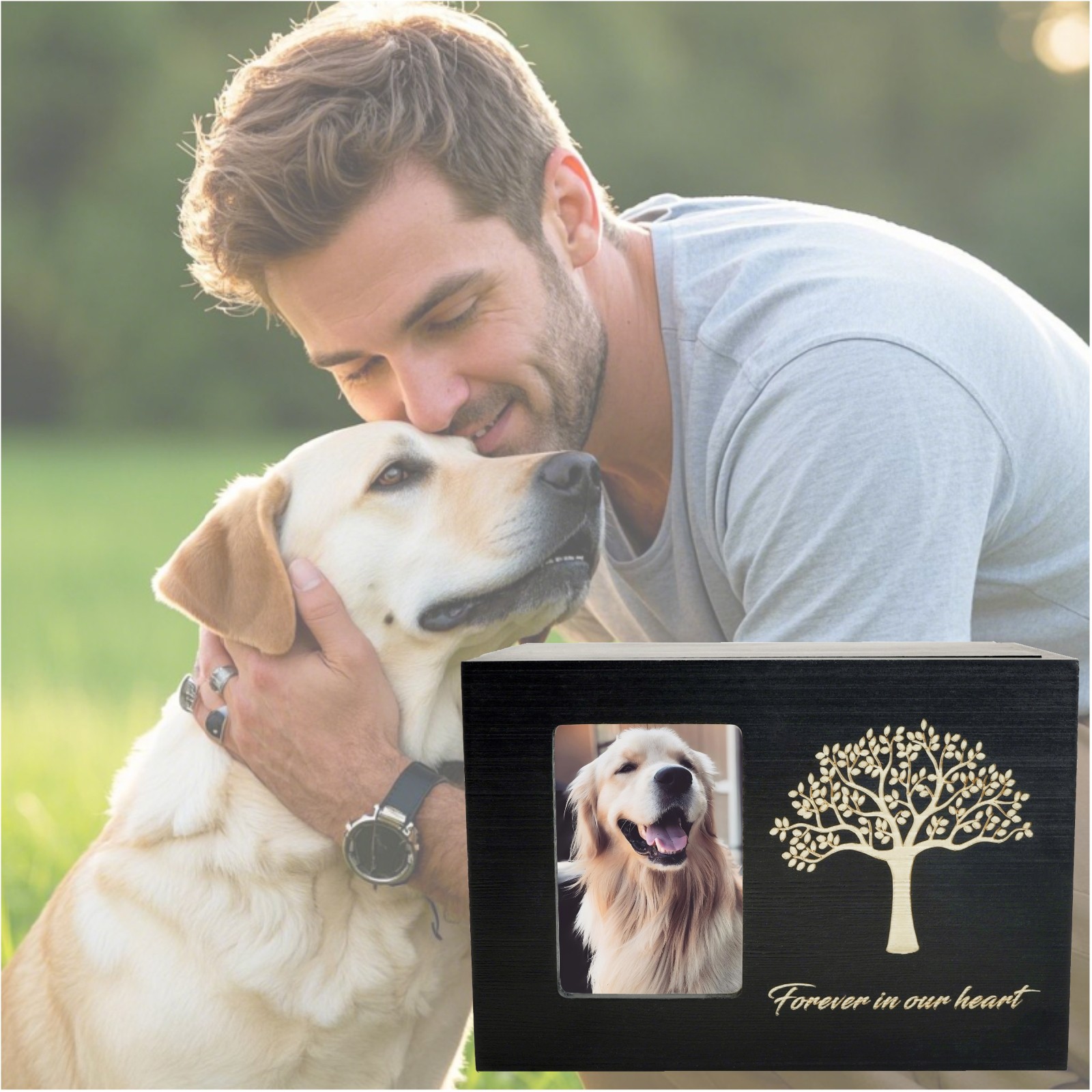 Wooden Pet Memorial Urn For Dog & Cat Ashes Loss Pet Memorial Remembrance Gift