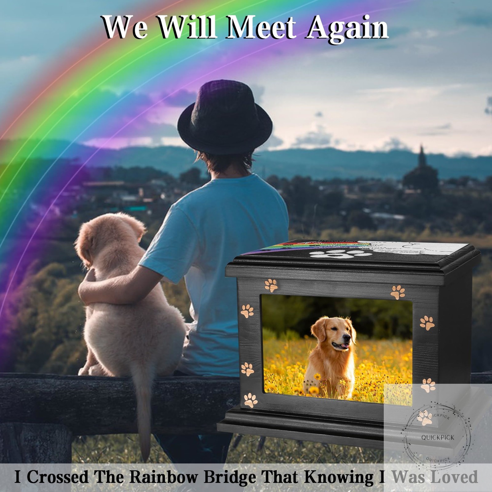 Pet Memorial Urns for Dogs or Cats Ashes, Large Wooden Funeral Pets Memorial Urn