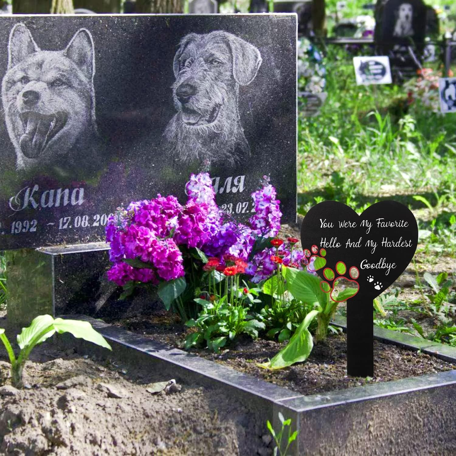 Pet Memorial Graves Markers for Dogs Cats, Pet Cemetery Headstones Decorations,