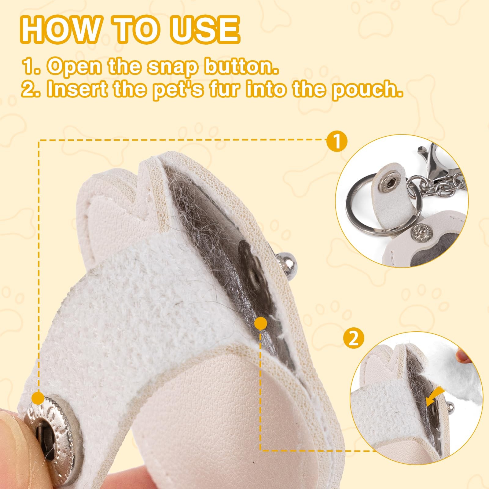 4Pcs Leather Dog Memorial Keychain: Pet Paw Print Fur Keepsake – Cute Dog Cat…