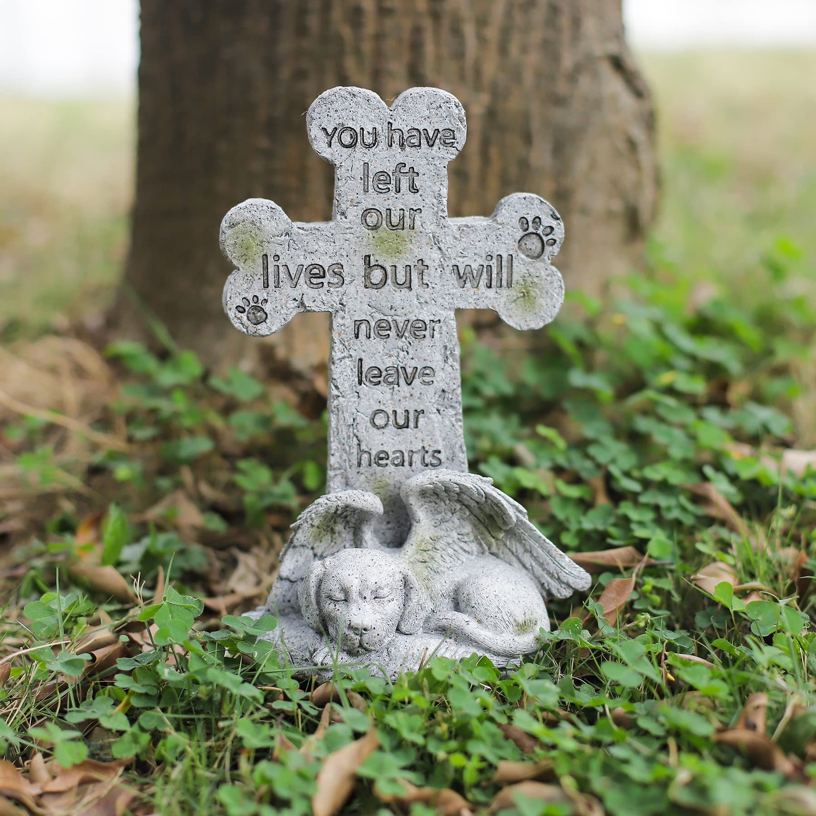 Floryden Memorial Statue – Sleeping Dog Angel 5.31 x 3.15 x 8.27inch, Gray
