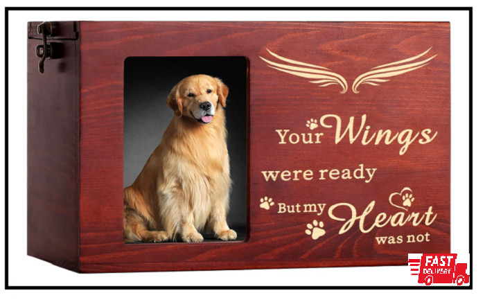 Pet Memorial Urns for Dog or Cat Ashes, Large Wooden Funeral Cremation with