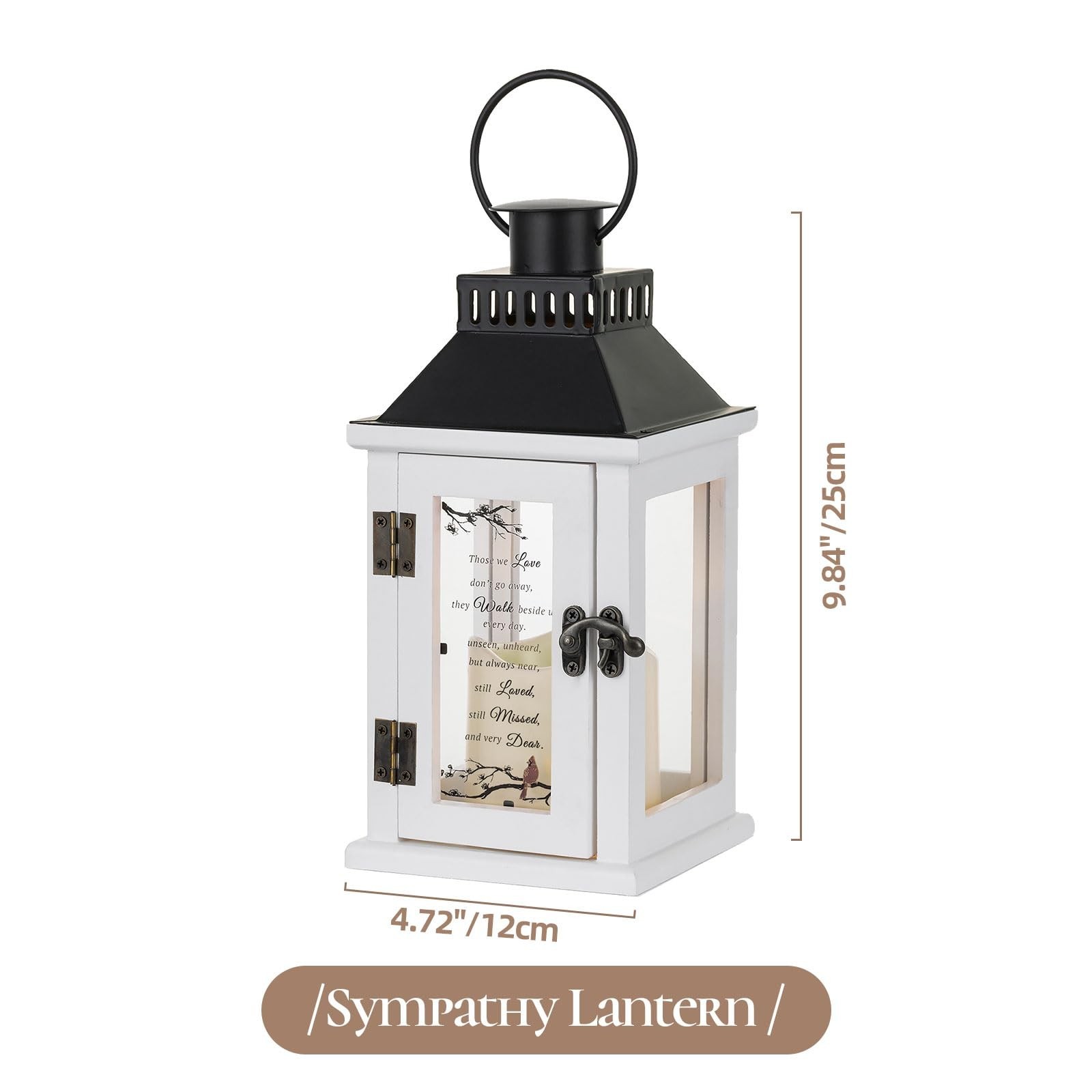 White Memorial Lantern with LED Candle – Sympathy Gifts for Loss of Loved One…
