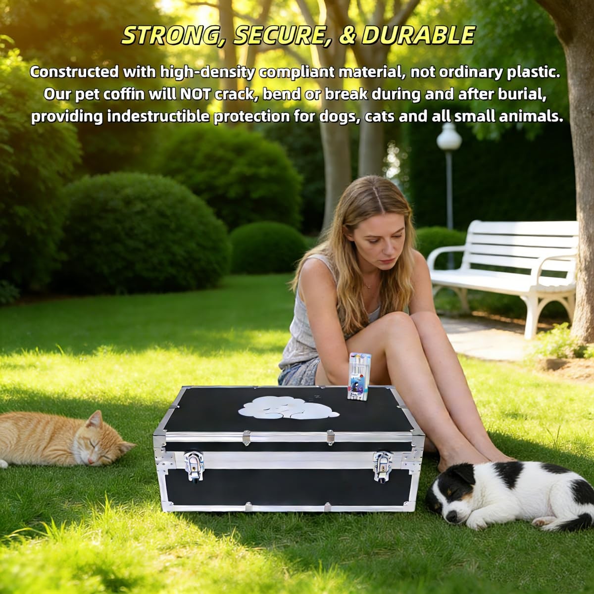 YZOOF Pet Memorial Casket Elegant Dog Cat Burial Box Premium Waterproof Durab…