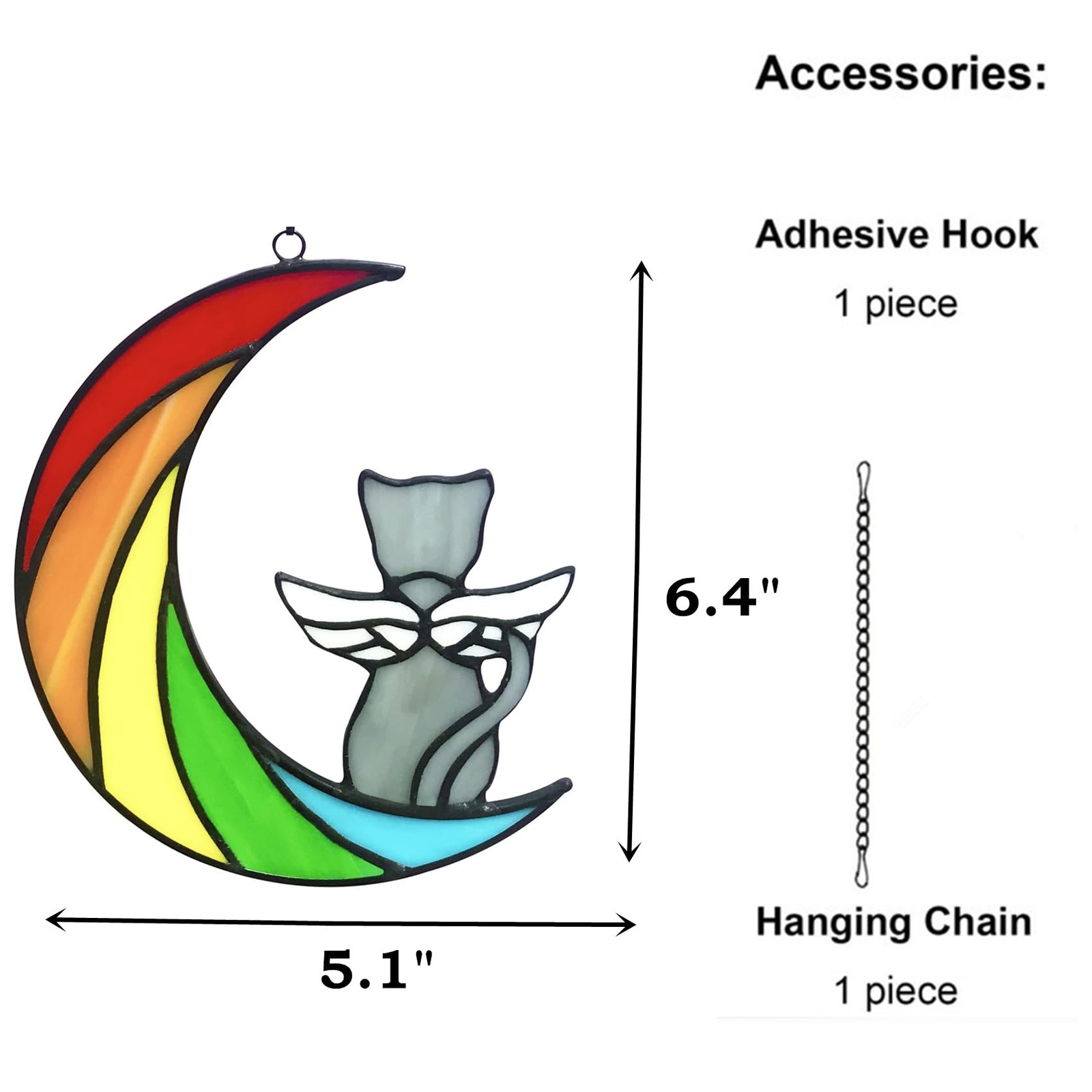 Stained Glass Rainbow Bridge Pet Memorial Gifts, Grey Cat Decor Memorial Gift…