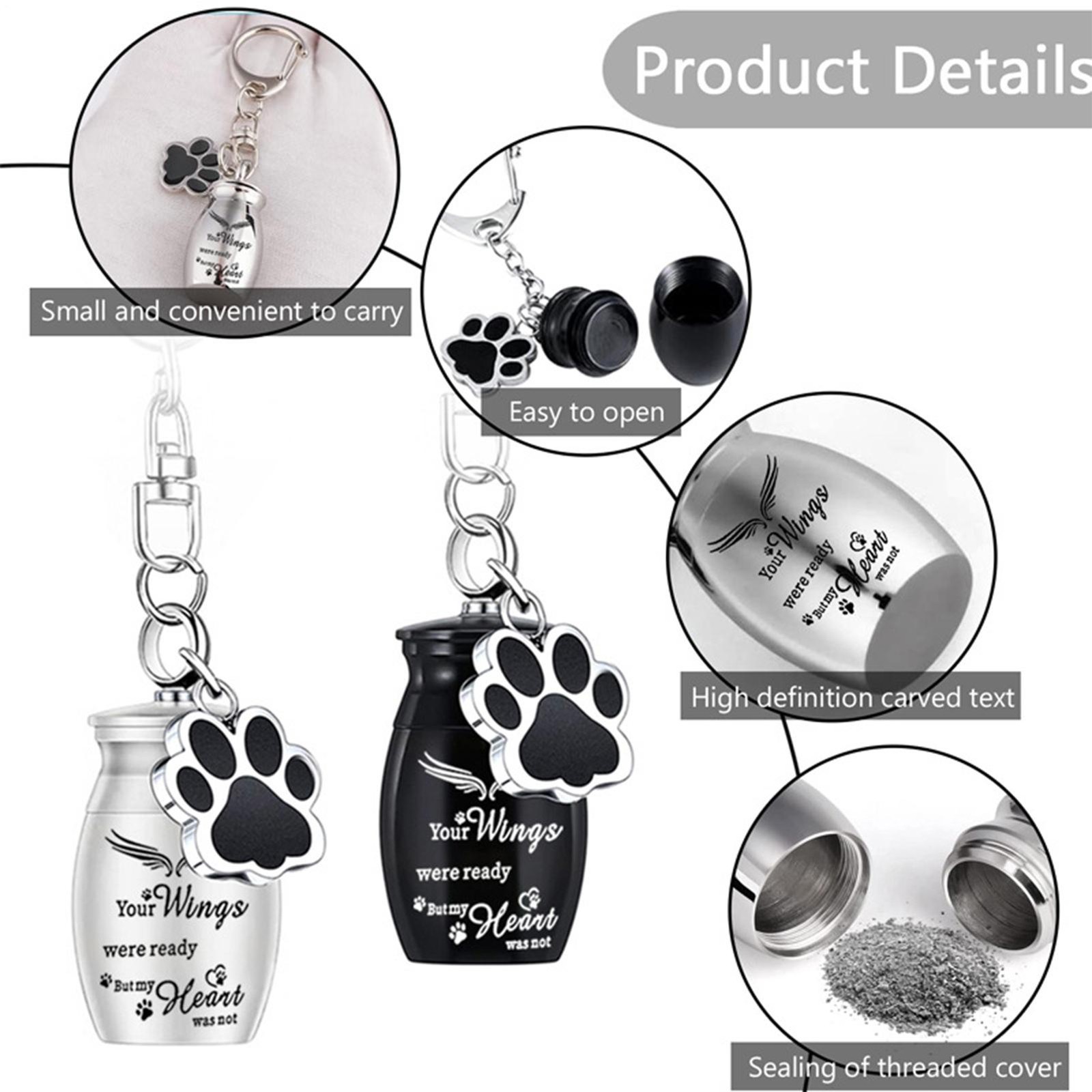 Dog Urn Dog Ashes Urn Aluminum Alloy Memorial Keepsake Perfume Bottle Regular