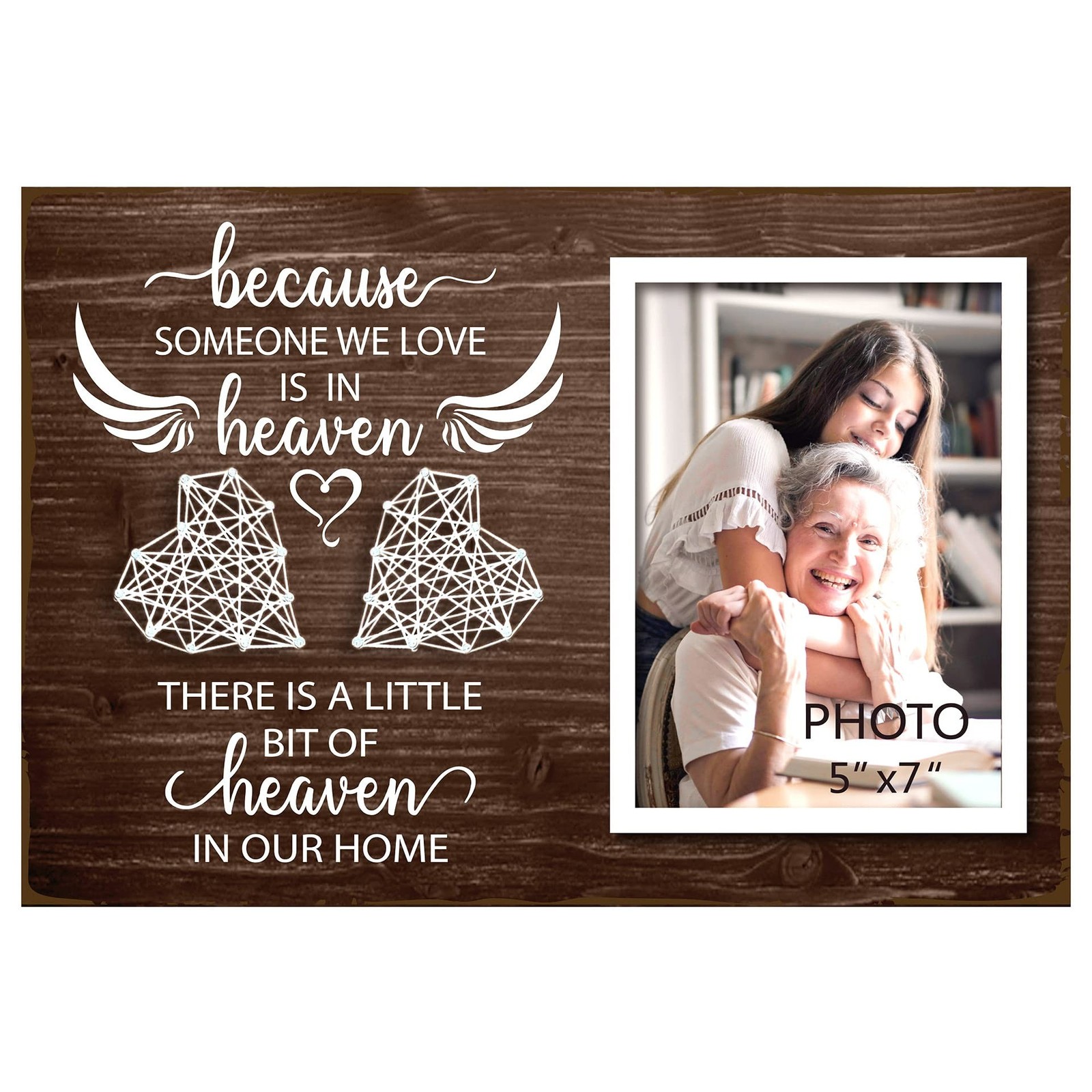 Yudarte Wooden String Heart Memorial Picture Frame 5×7 Inches Photo – Bereave…