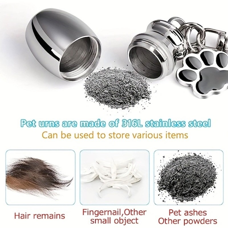 Pet Memorial Urn Pendant Cats Ashes Collection Metal Dog Cremation Urn Keychains