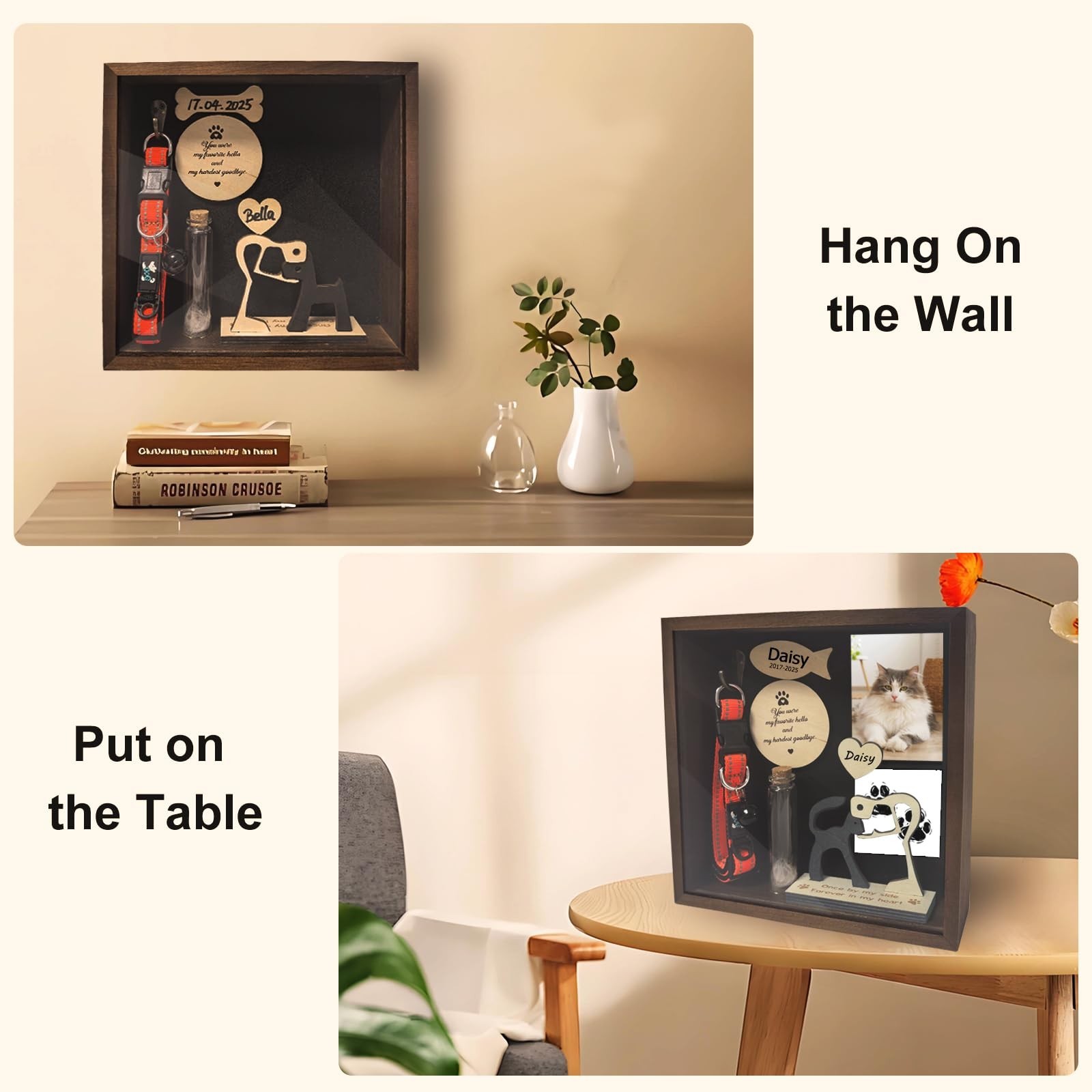8.6” Pet Memorial Shadow Box for Dogs, Dog Memorial Picture Frame Loss Pet S…
