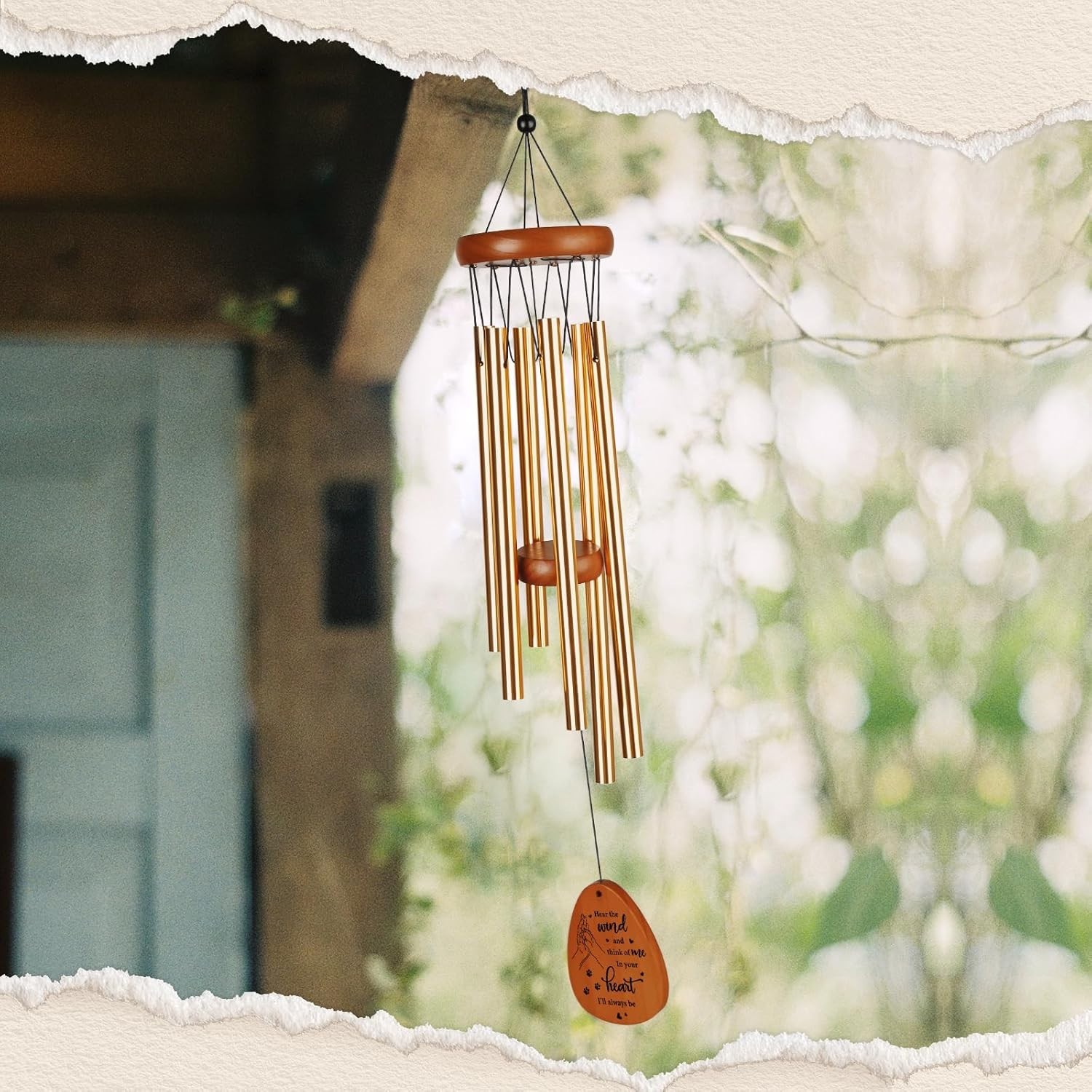 Beautifully Crafted Wind Chime for Pet Loss – 25.5” Aluminum & Wood Tribute