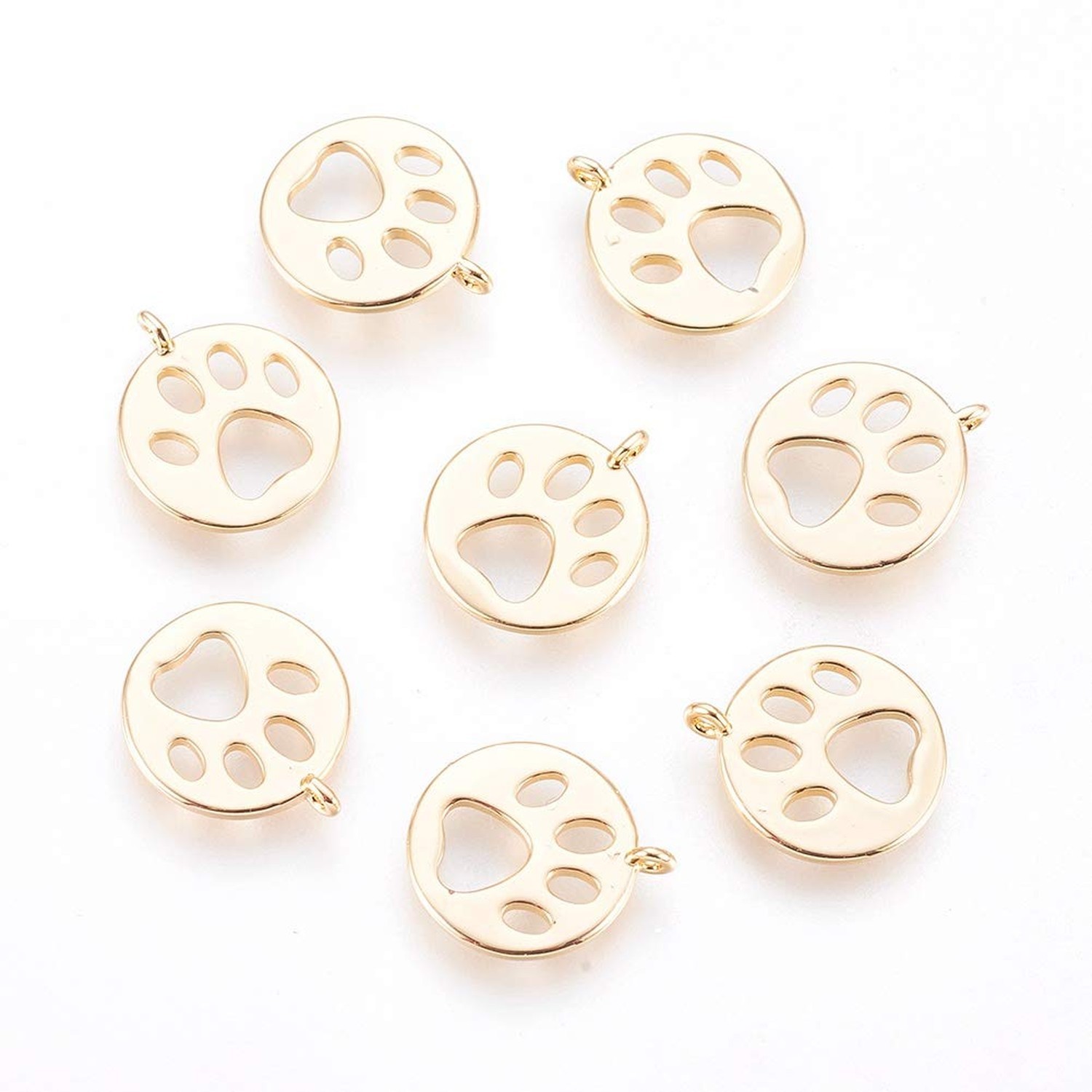 Airssory 10 Pcs Flat Round with Dog Paw Footprints Prints Tiny Pendant Brass …