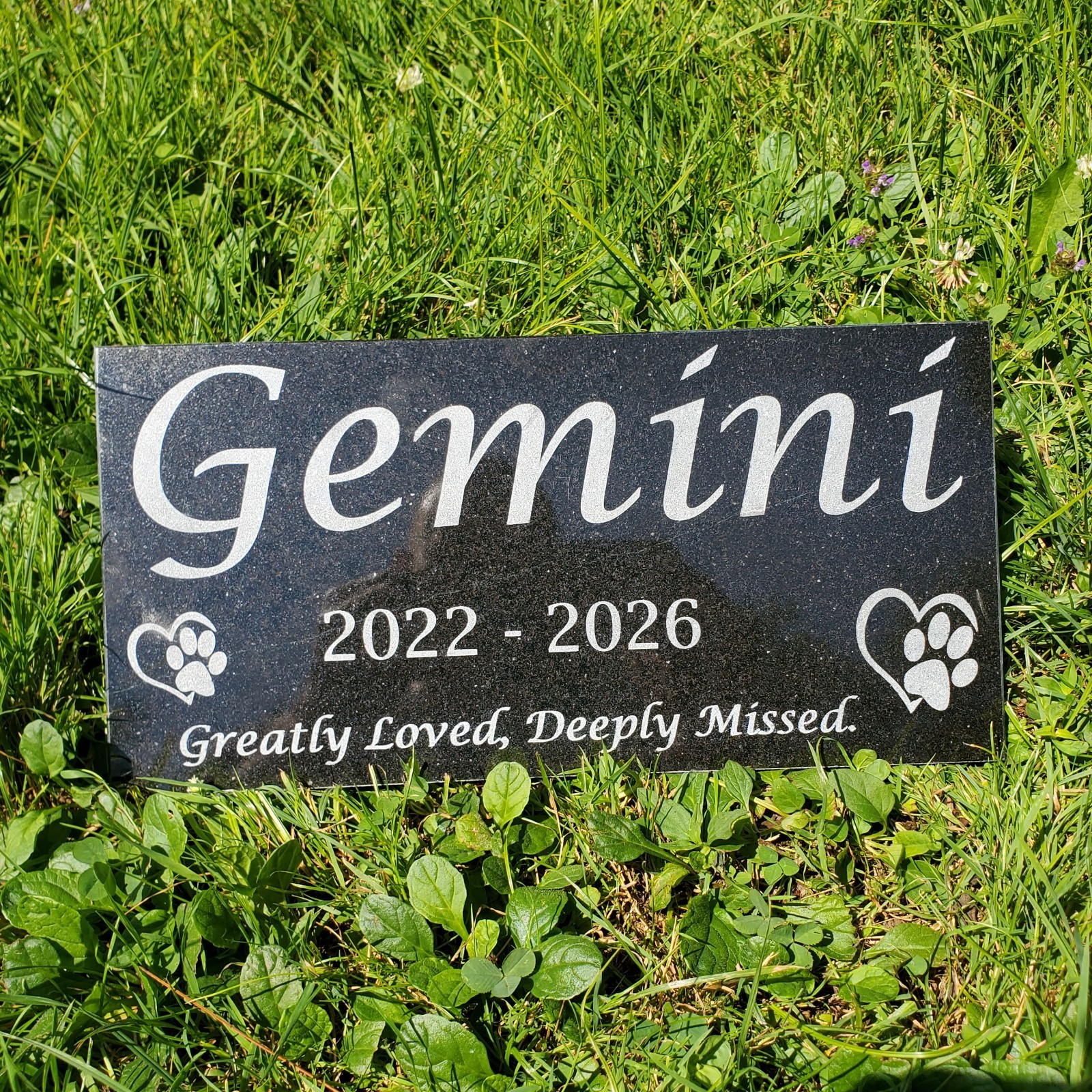 Grave Marker Headstone Garden Pet Loss Memorial Burial Stone Granite Plaque t26