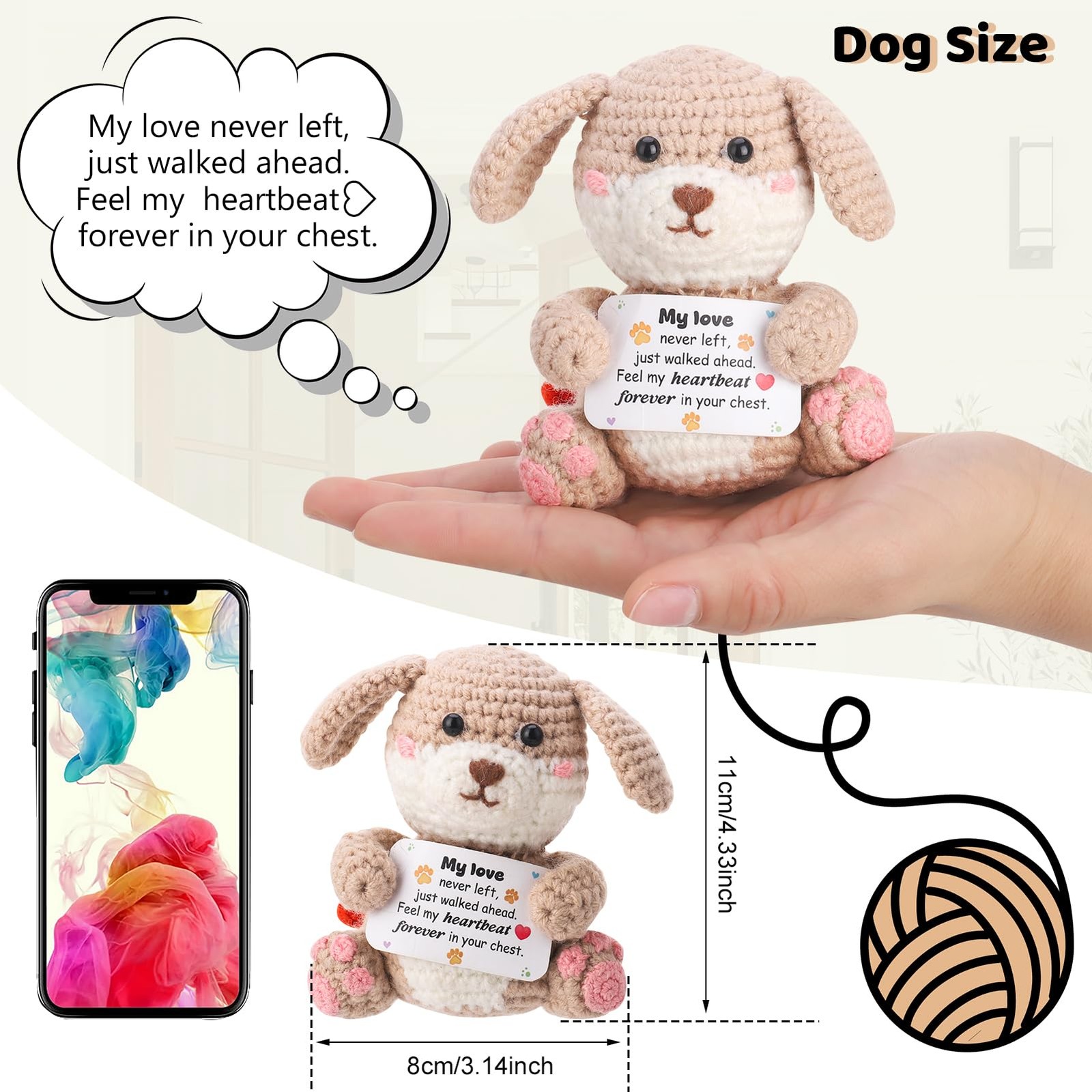Dog Memorial Gifts 26″ Pet Memorial Wind Chime with Crochet Doll Loss of Dog …