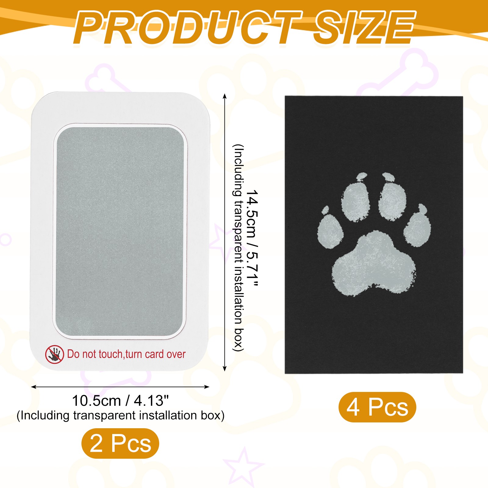 Pet Paw Print Kit, 5.7″X4.1″ Paw Print Impression, (Silver, 2 Set)