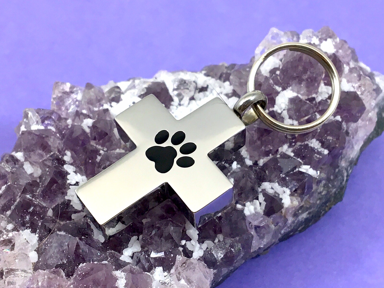 Cross Pet Cremation Necklace Chain Jewelry Pendant Urn Angel Paw Print Dog Cat