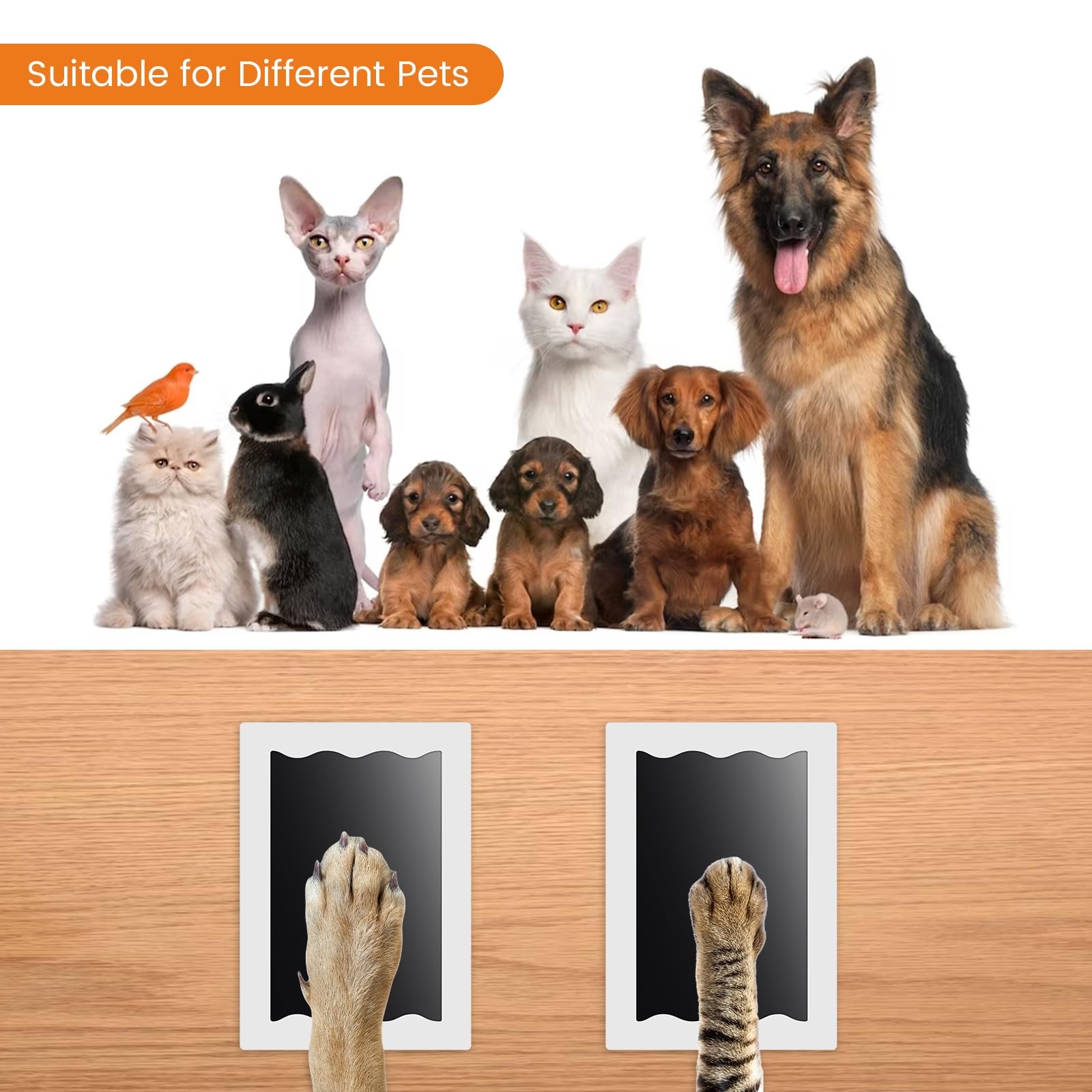 Inkless Paw Print Kit for Dogs, Cats & Babies, 4 Clean Touch Ink Pads and 8 I…