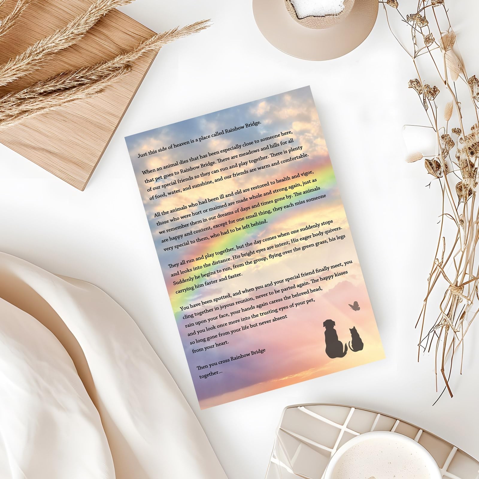 ICOOLYI Rainbow Bridge Pet Sympathy Card – Heartfelt Memorial Card for Dog