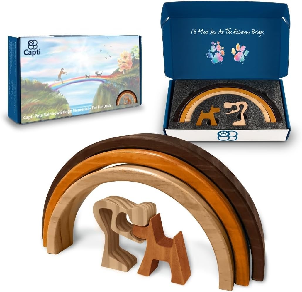 Handcrafted Wooden Pet Memorial – Rainbow Bridge Tribute