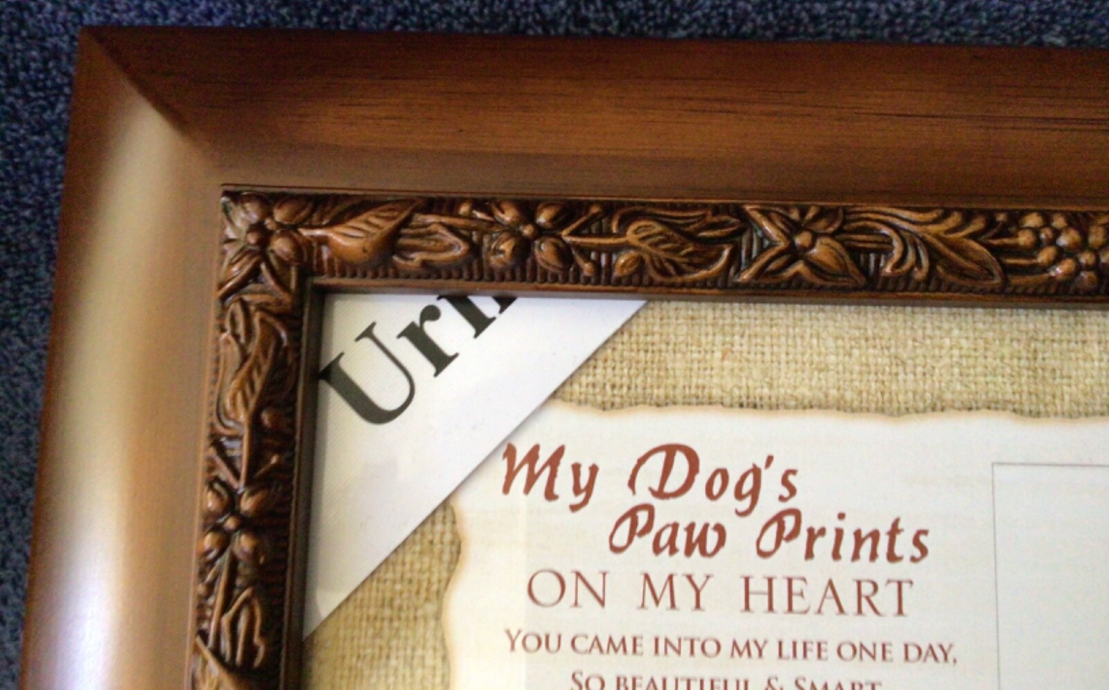 Beautiful Pet Cremation Box, Urn, Woodgrain, “My Dog’s Pawprints on My Heart”