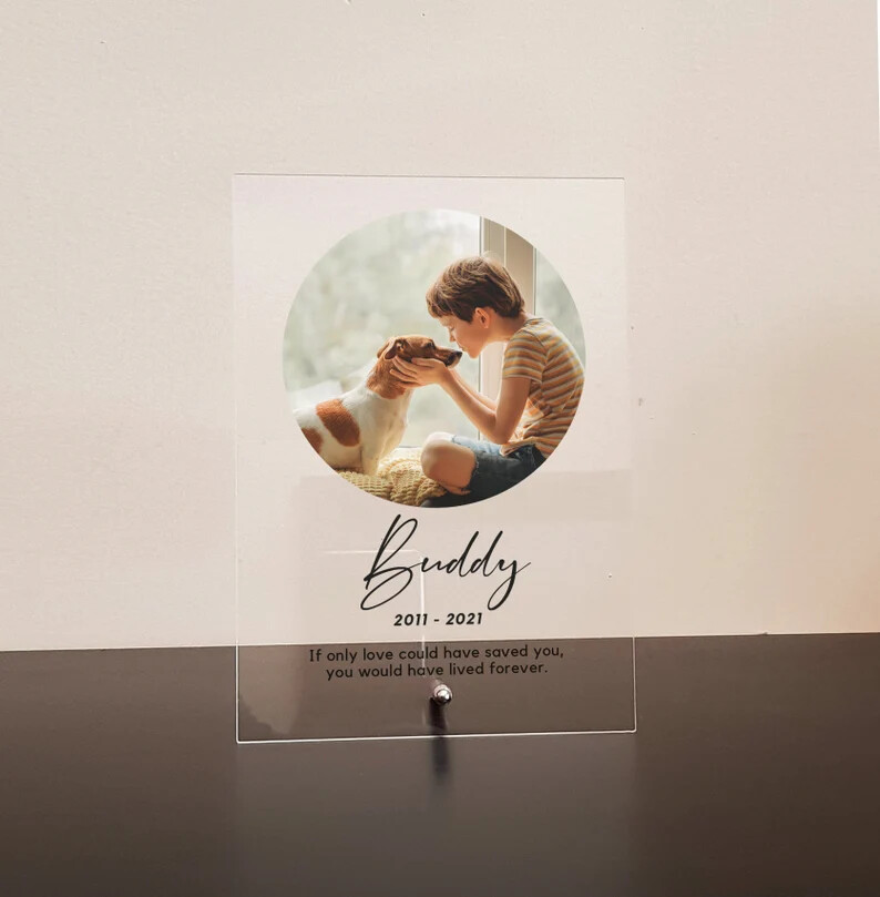 Personalised Pet loss Memorial Photo Plaque Dog Cat Horse Keepsake Gift