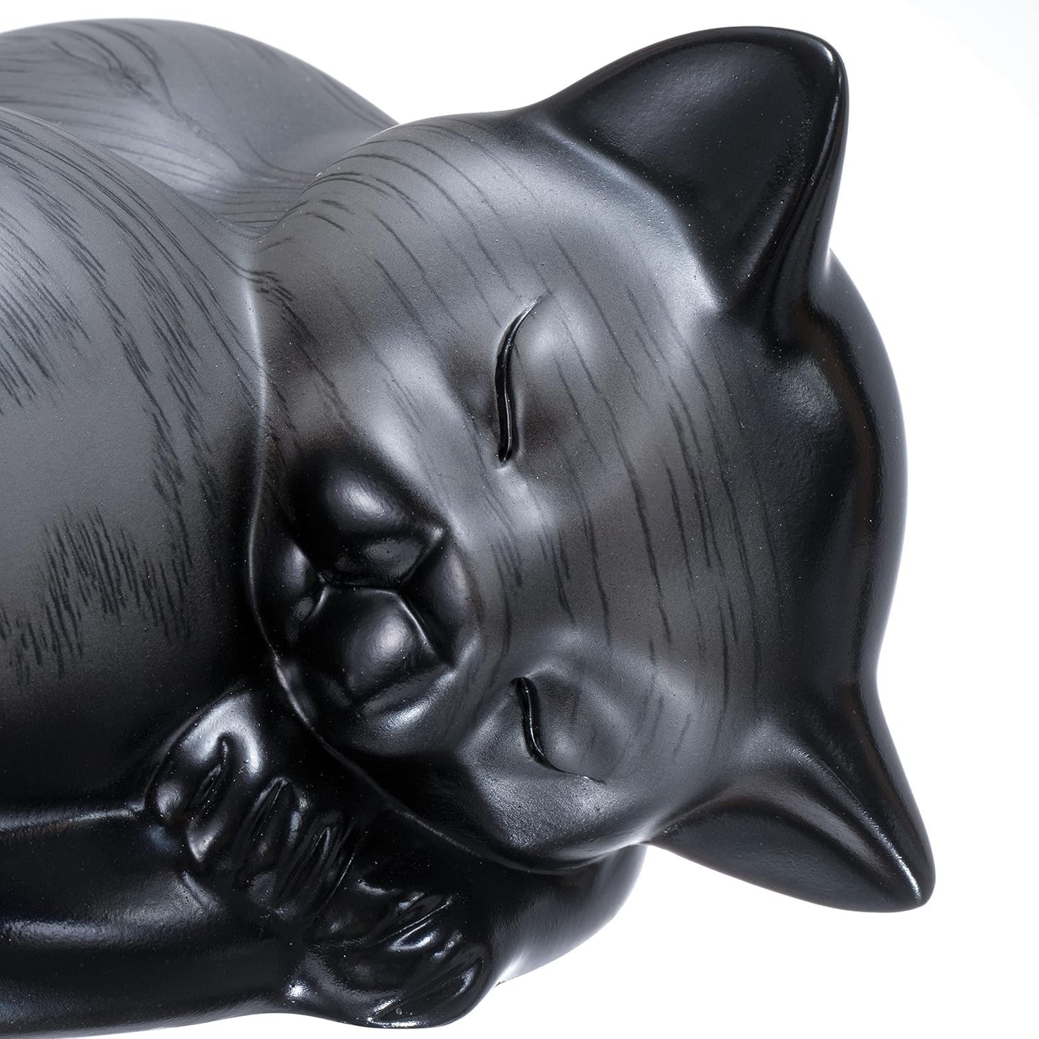 Modern Gray Cat Urn for Ashes Polished Resin Durable Pet Memorial Keepsake