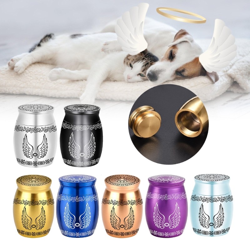 Angelic Wing Dog Urn Jar Small Pet Cremation Urns Container Memorial Ashes
