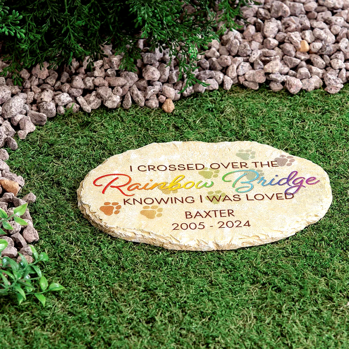 Pet Cat Dog Memorial Paw Prints PERSONALIZED Stone Beloved Departed Grave