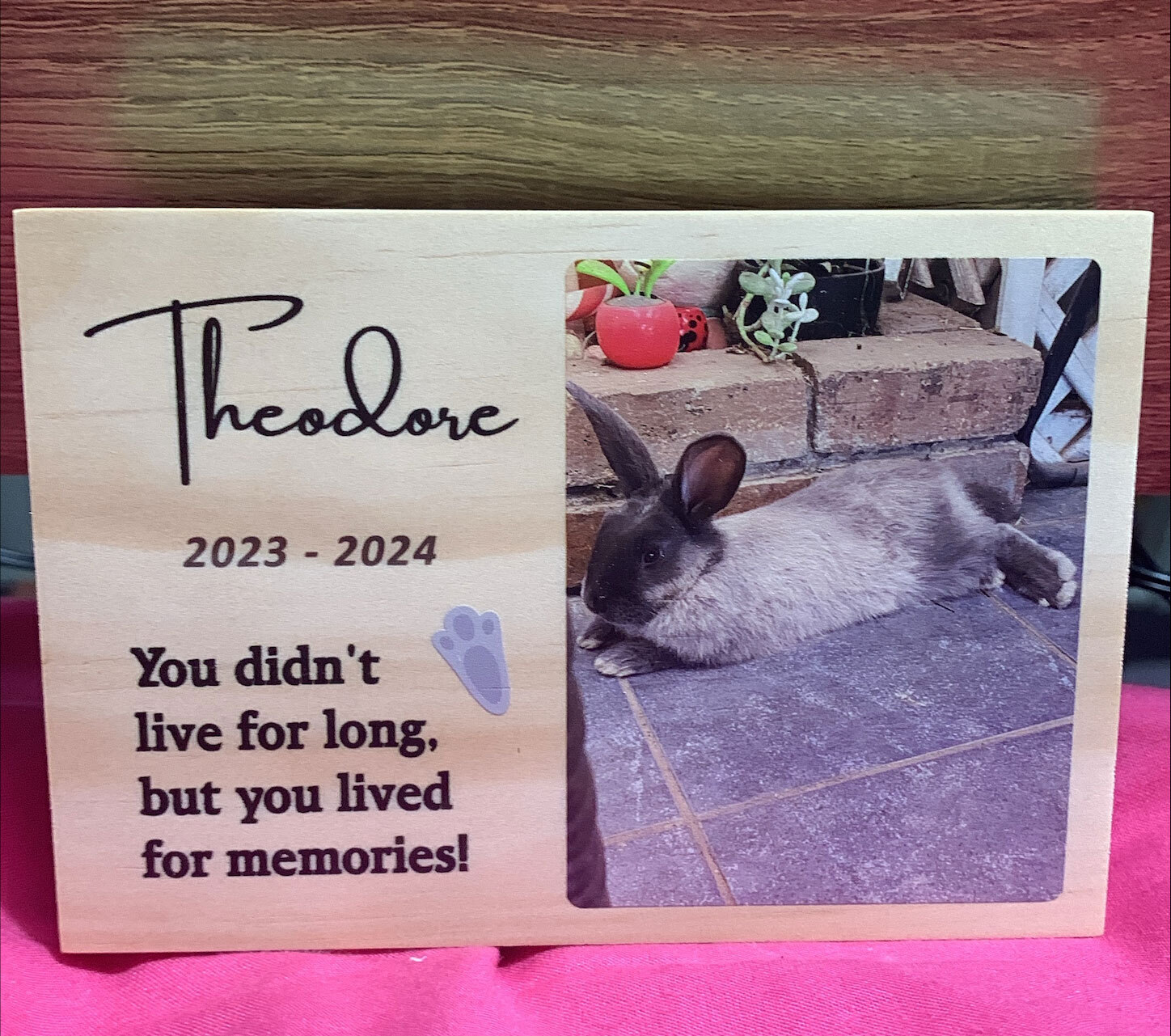 Personalised Pet loss Memorial Photo RIP Plaque Wooden block Dog Cat Horse Gift