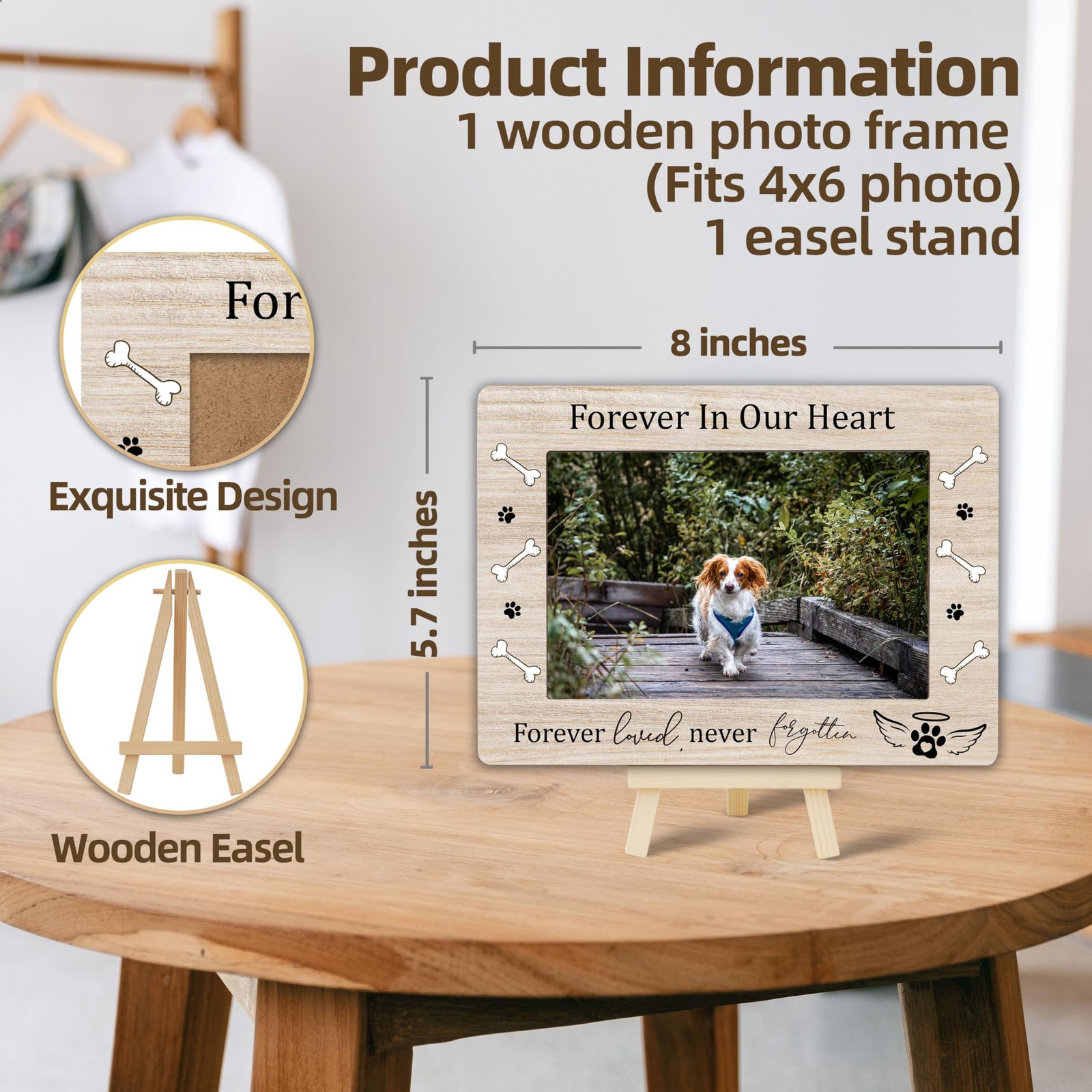 Picture Frames 4×6, Dog Memorial Death Sympathy Gifts Wooden Picture Frame fo…