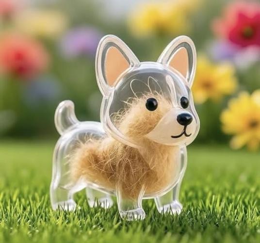 Dog Hair Collector Keychain Charm – Transparent Bottle F – Memorial Box