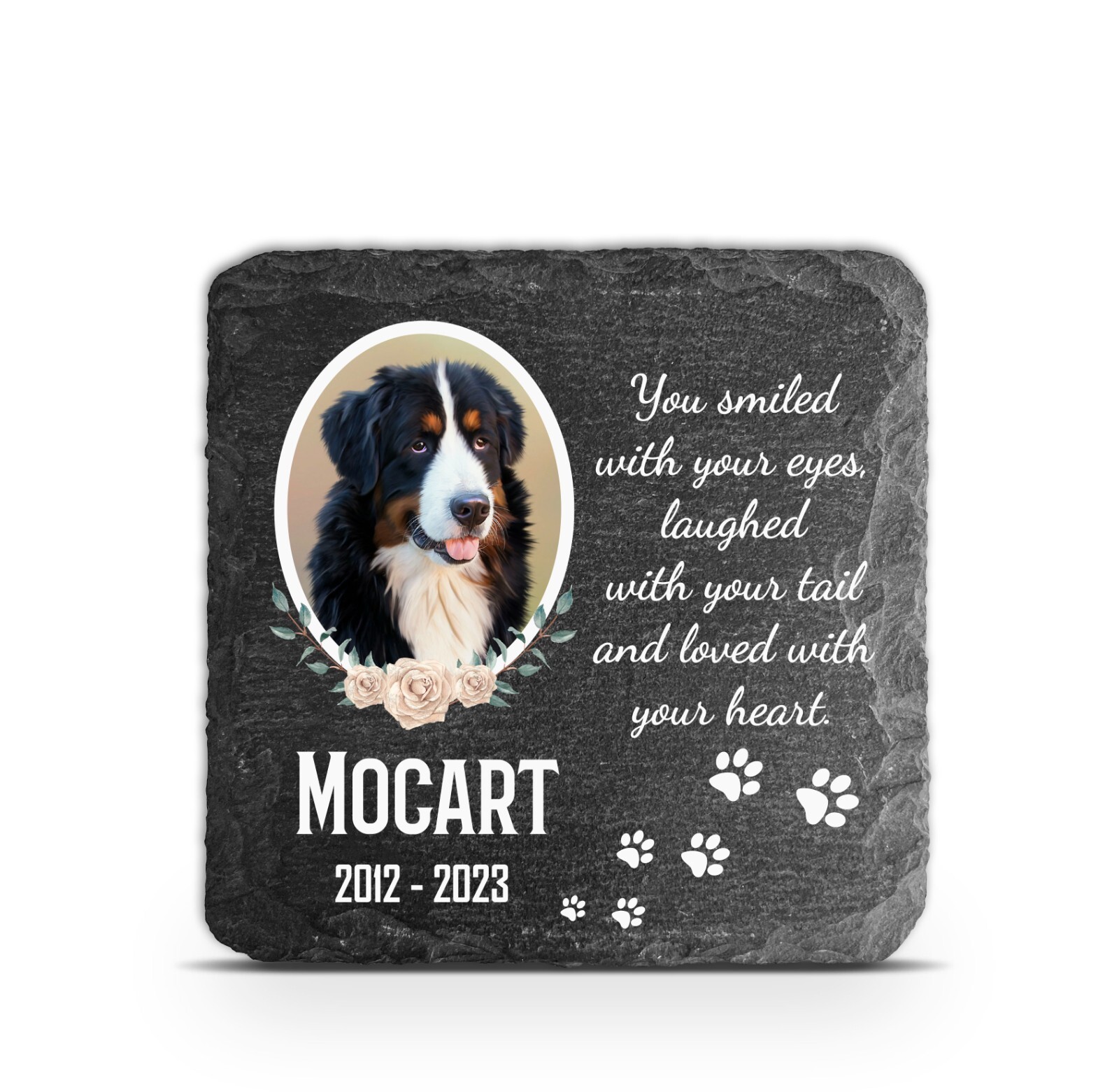 Personalised Pet Memorial Cat Dog Grave marker Keepsake Slate Tombstone 4”x4”